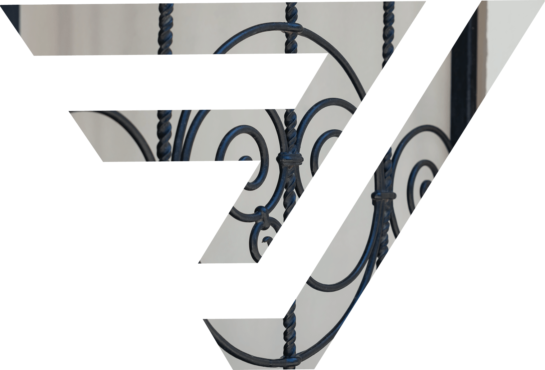 company logo inverted, filled with image of white wall